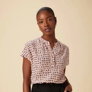 Amour Very Silk Women's Printed Short-Sleeve Blouse XXS